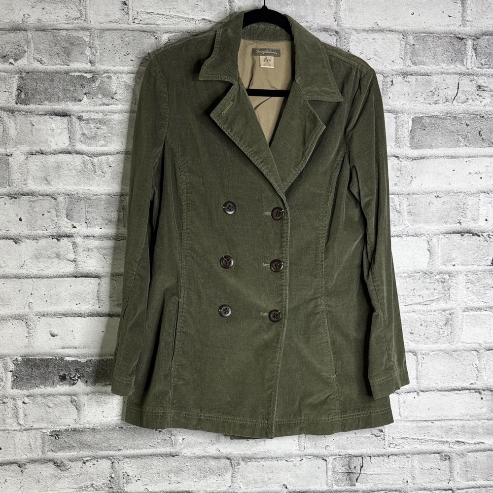 Tommy Bahama Olive Double-Breasted Pea Coat